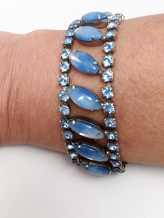 Vintage Juliana Rhinestone Blue Moonstone Bracelet