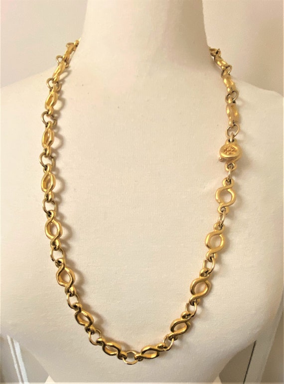 Vintage Karl Lagerfeld Gold Plated Chain Long Neck