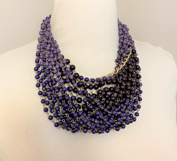 Gorgeous Vintage Burgundy & Purple Multi Strand Statement Necklace