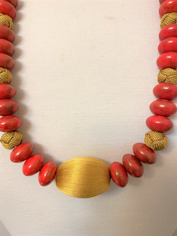 Yves Saint Laurent YSL Rive Gauche Red Beads and … - image 9