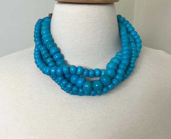 Danish Gerda Lynggaard – Monies Style Turquoise Multi Strand Necklace