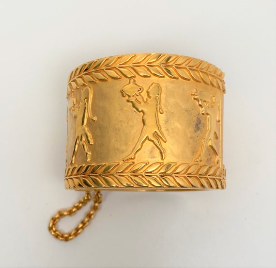 Rare Vintage Gold Plated Servers Bangle Hinged Bracelet