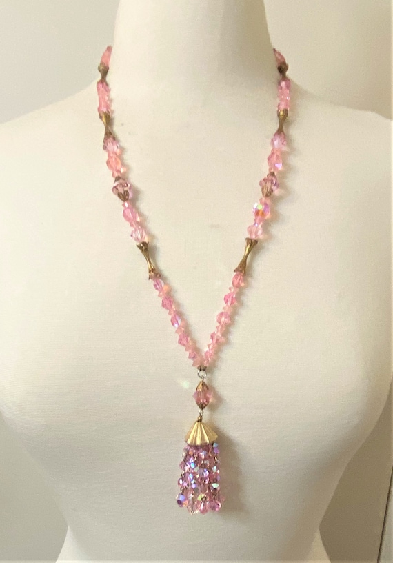 Stunning Vintage Faceted Pink Glass Aurora Boralis