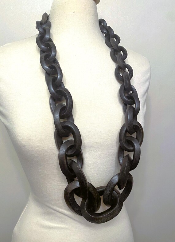 Stunning Gerda Lynggaard - Monies Chunky Ebony Wood Chain Long Necklace 38"