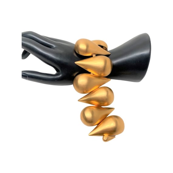Rare Gold Plated Brasse Palleur Petal Monogram Flower Teardrop Link Bracelet