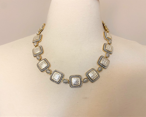 Vintage Silver & Gold Tone Links Choker Necklace