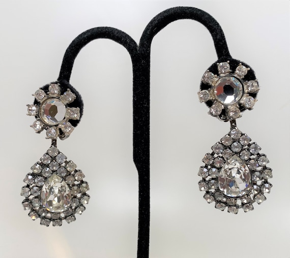 Vintage Lawrence Vrba Crystal & Rhinestone Statement Earrings