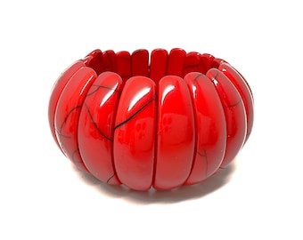 Gorgeous French Designer Marion Godart Red Resin Stretch Bracelet