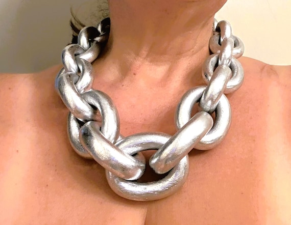 Stunning Gerda Lynggaard - Monies Chunky Silver Foil Chain Chunky Necklace