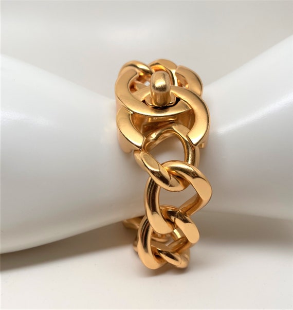 Karl Lagerfeld Gilt Curb Chain Bracelet with Logo Turn-Clasp, Autumn 1996