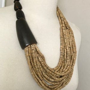 Gerda Lynggaard for Monies Style Dramatic Coconut Shell & Horn Necklace ...
