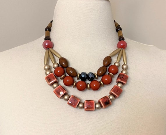 Beautiful Satin Gold Acrylic Necklace