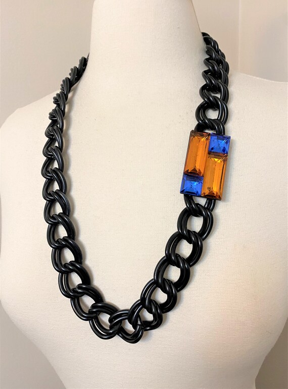 Vintage Anne Klein Black Chain & Lucite Modernist… - image 3