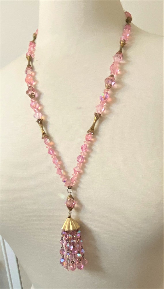 Stunning Vintage Faceted Pink Glass Aurora Borali… - image 3