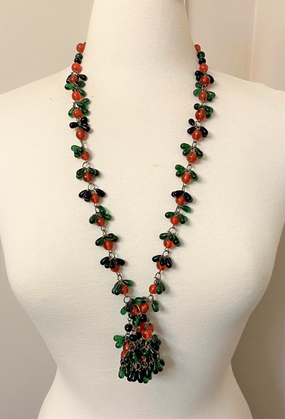 Stunning Antique Murano Orange, Black & Green Gla… - image 1