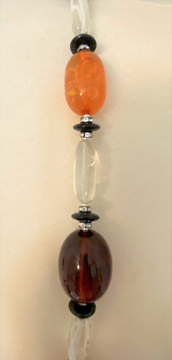 Gorgeous Brown, Amber & Clear Lucite Beads Long N… - image 5