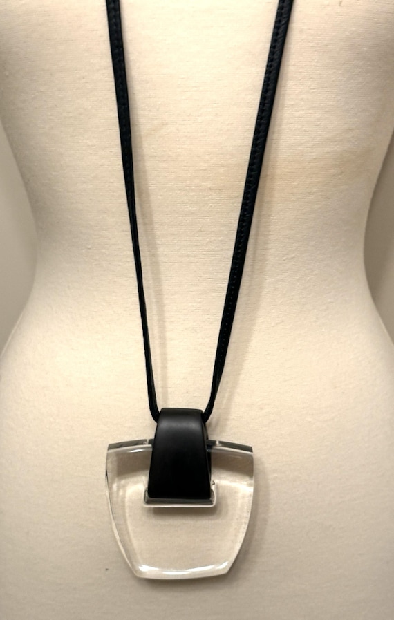 Gerda Lynggaard Monies Leather Clear Acrylic Pendant Necklace