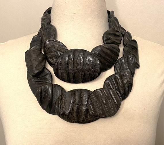 Stunning Gerda Lynggaard-Monies Ebony Wood Massive Two Strand Necklace