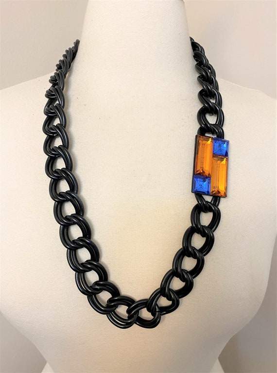 Vintage Anne Klein Black Chain & Lucite Modernist… - image 6