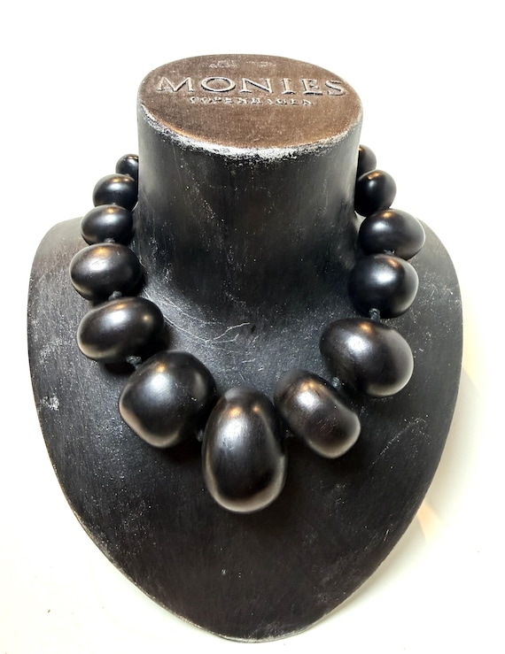 Gerda Lynggaard Monies Ebony Wood Beads Statement Necklace