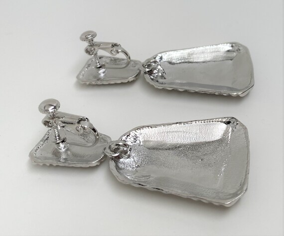 Silver Tone Texture Dangle Earrings - image 8