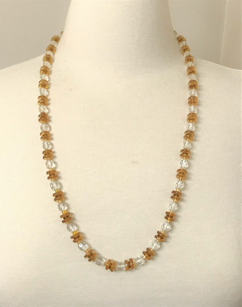Vintage Czech Glass Long Necklace Marked On The Clasp