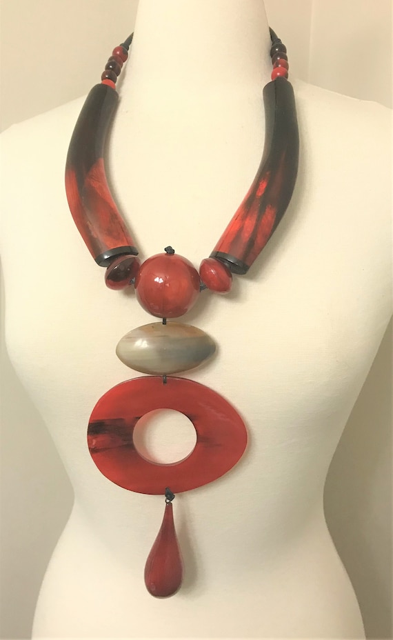Gorgeous Danish Designer Statement Large Dye Buffalo Necklace