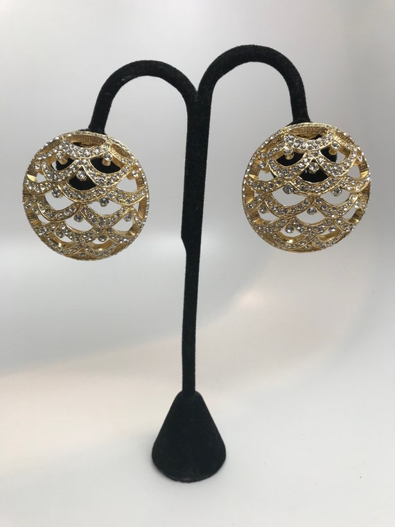 Designer Roxanne Assoulin Gold Plated With Swarovski Stones Large Earrings
