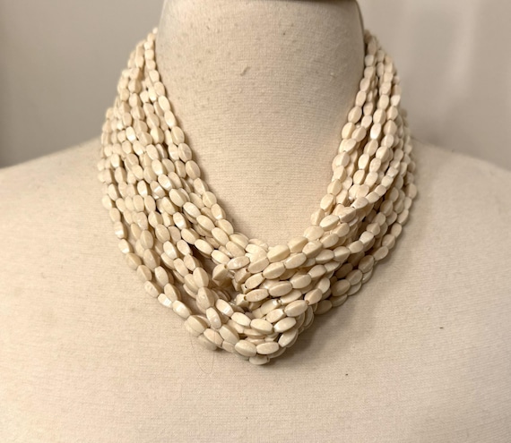 Angela Caputi Cream Color Resin Multi Strand Necklace