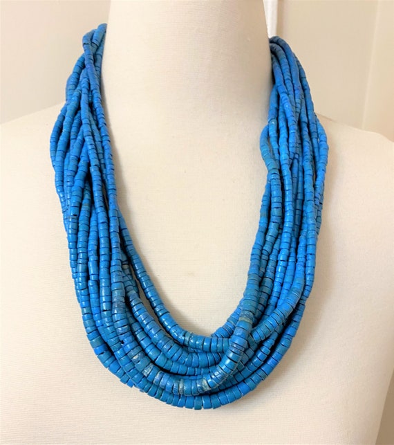 Danish Monies Style Blue Multi Strands Necklace