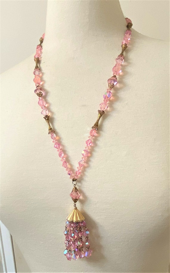 Stunning Vintage Faceted Pink Glass Aurora Borali… - image 7