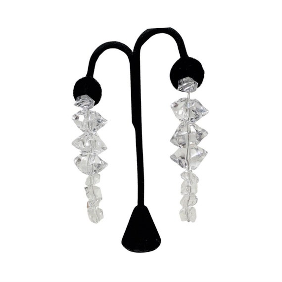 Gorgeous Clear Lucite Dangle Pierced Earrings