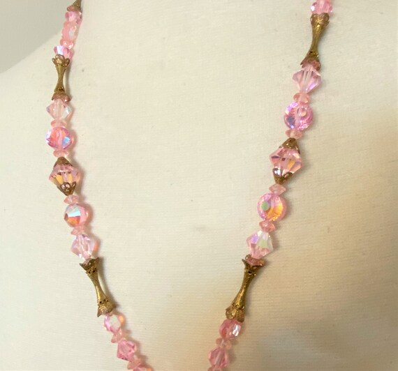 Stunning Vintage Faceted Pink Glass Aurora Borali… - image 9