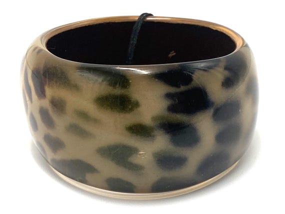 Angela Caputi Brown & Beige Animal Prints Resin Bangle Bracelet