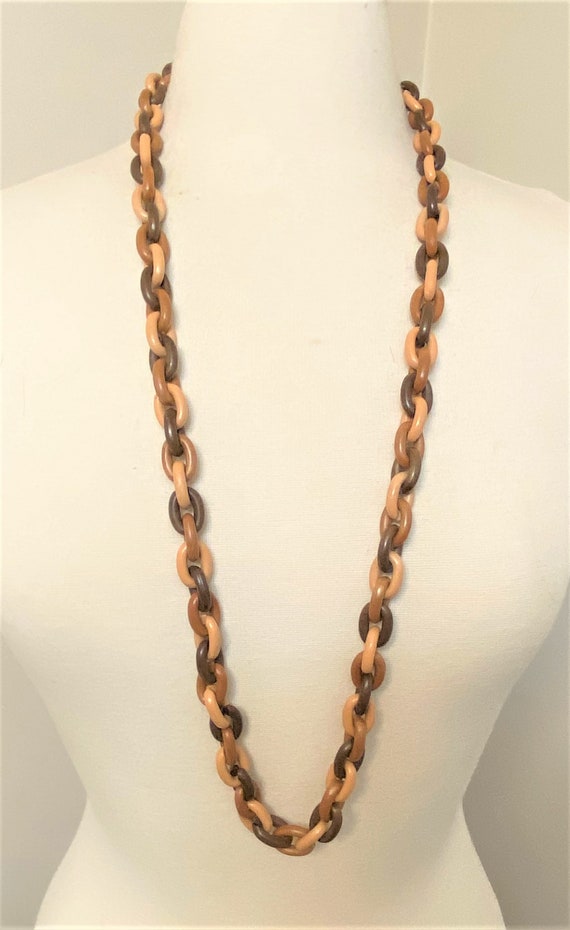 Stunning Designer Modernistic Brown Resin Long Necklace