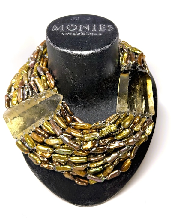 Rare Gerda Lynggaard Monies Monumental Rock Crystal Pearl Necklace