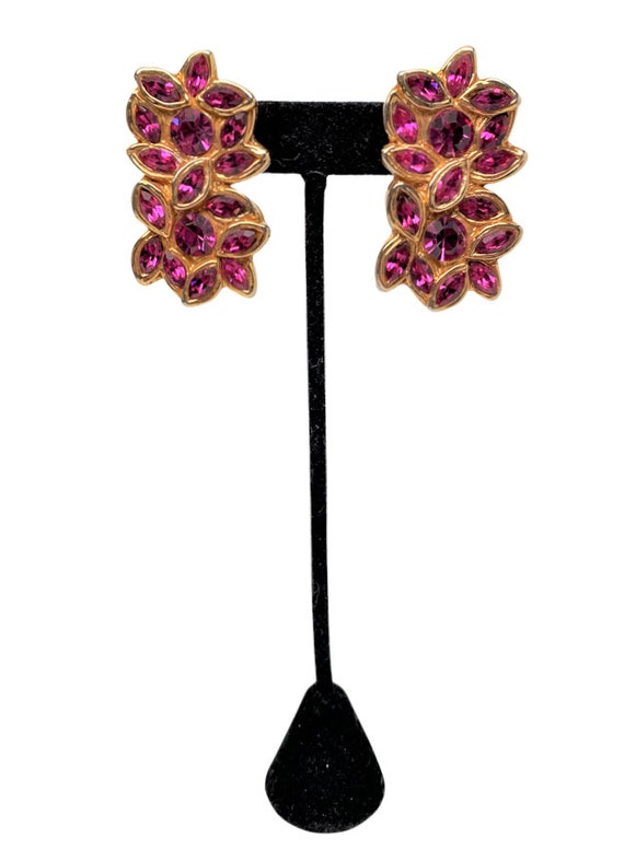 Vintage Christian Lacroix Gold Plated & Pink Crys… - image 5