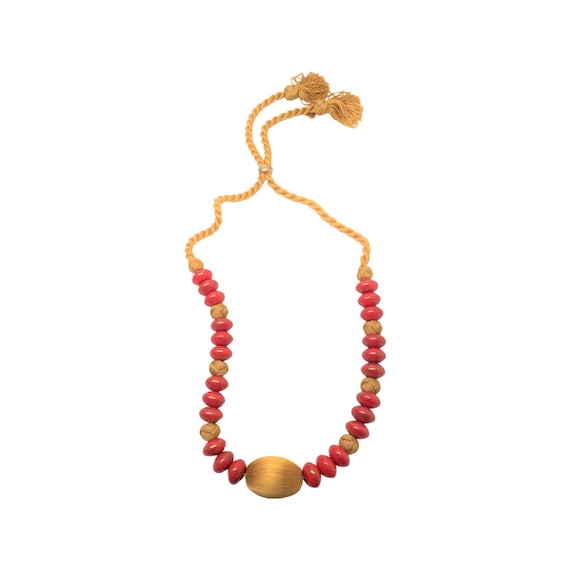 Yves Saint Laurent YSL Rive Gauche Red Beads and … - image 1