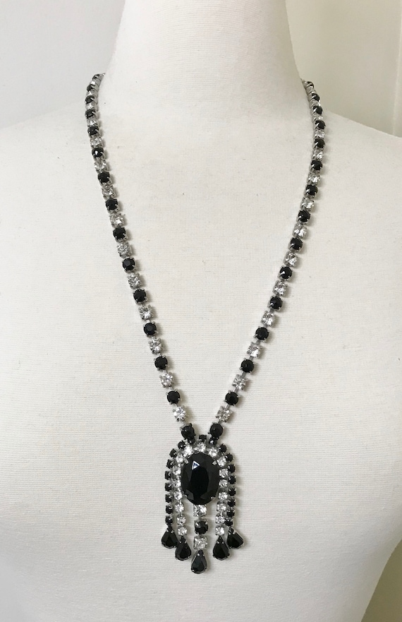Vintage Onyx Black & Crystal Clear Rhinestone Dang