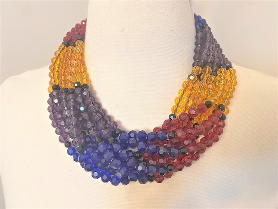 Exquisite Angela Caputi Multi Strands Faceted Beads Necklace