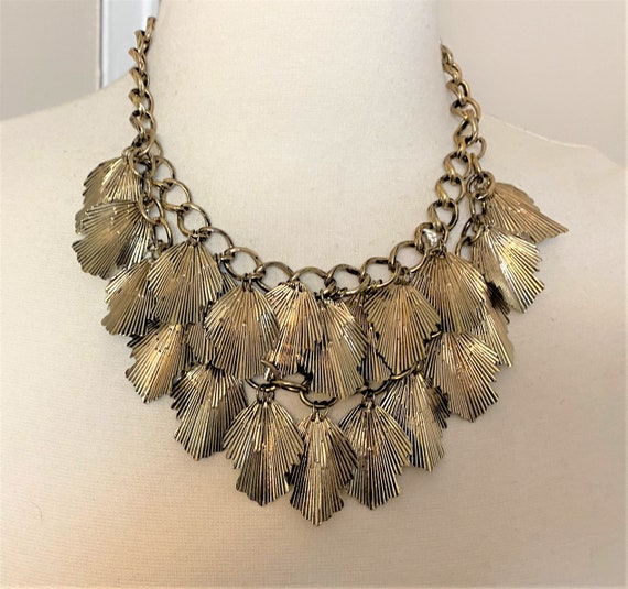 Gorgeous Vintage Brass Fringe Statement Necklace