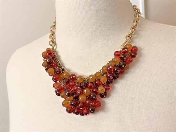 Vintage Gold Tone Chain, Resin Beads Necklace - image 4