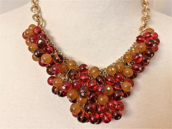 Vintage Gold Tone Chain, Resin Beads Necklace - image 3