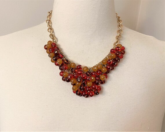 Vintage Gold Tone Chain, Resin Beads Necklace - image 6