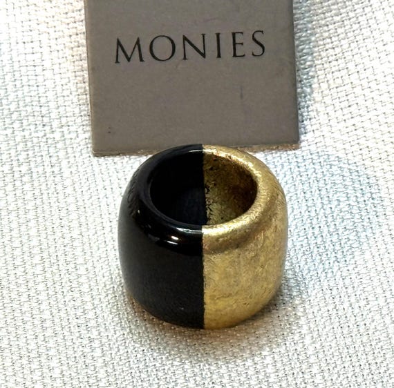 Gorgeous Gerda Lynggaard Monies Ebony & Gold Foil Ring 7