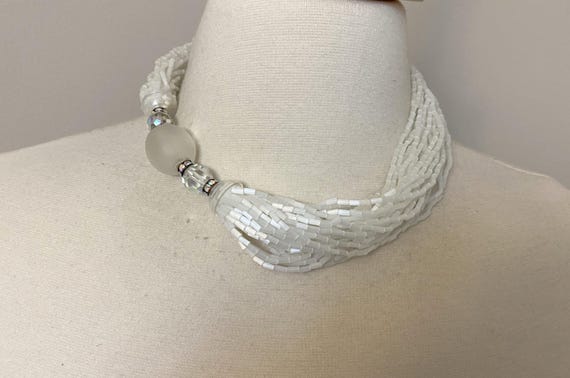 Vintage Dauplaise Multi Strand Mother of Pearl Torsade Necklace