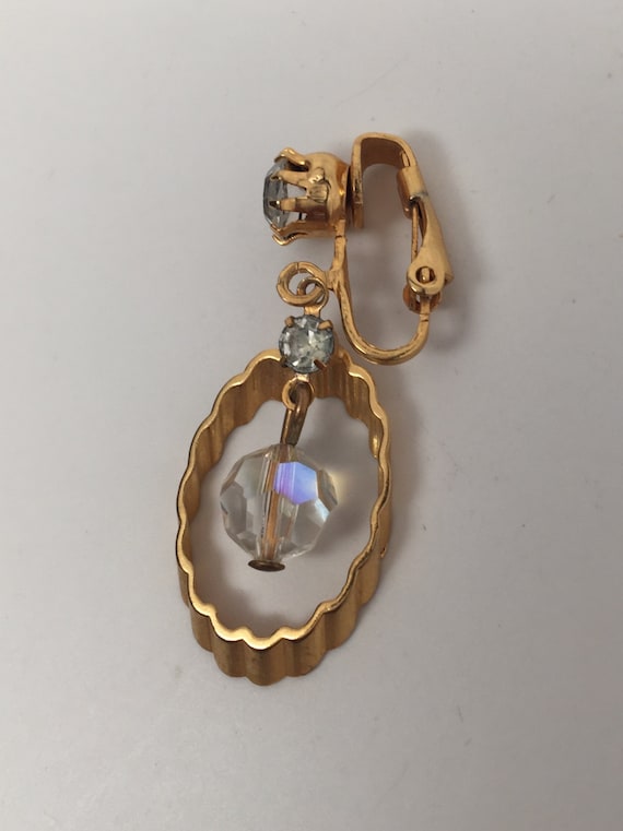 Vintage Crystal Aurora Borealis Dangle Gold Penda… - image 5