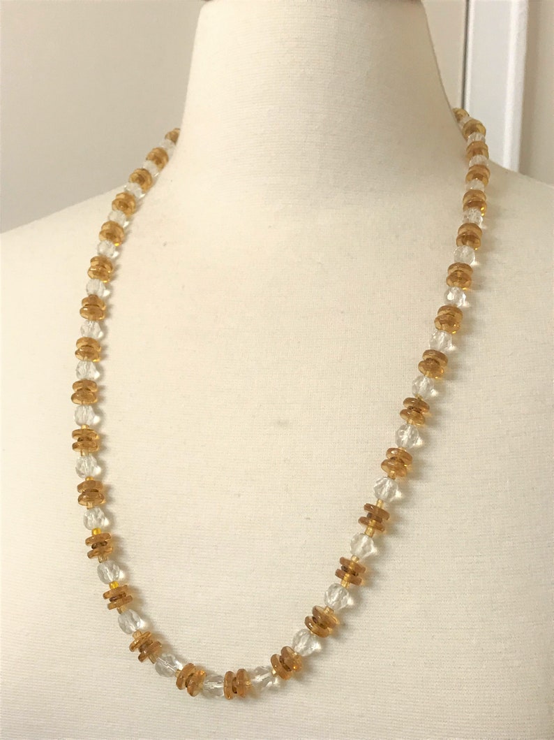 Vintage Czech Glass Long Necklace Marked On The Clasp