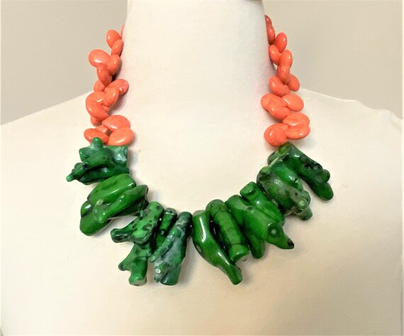 Beautiful Green Dye Coral Necklace
