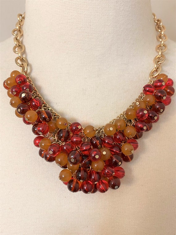Vintage Gold Tone Chain, Resin Beads Necklace - image 7